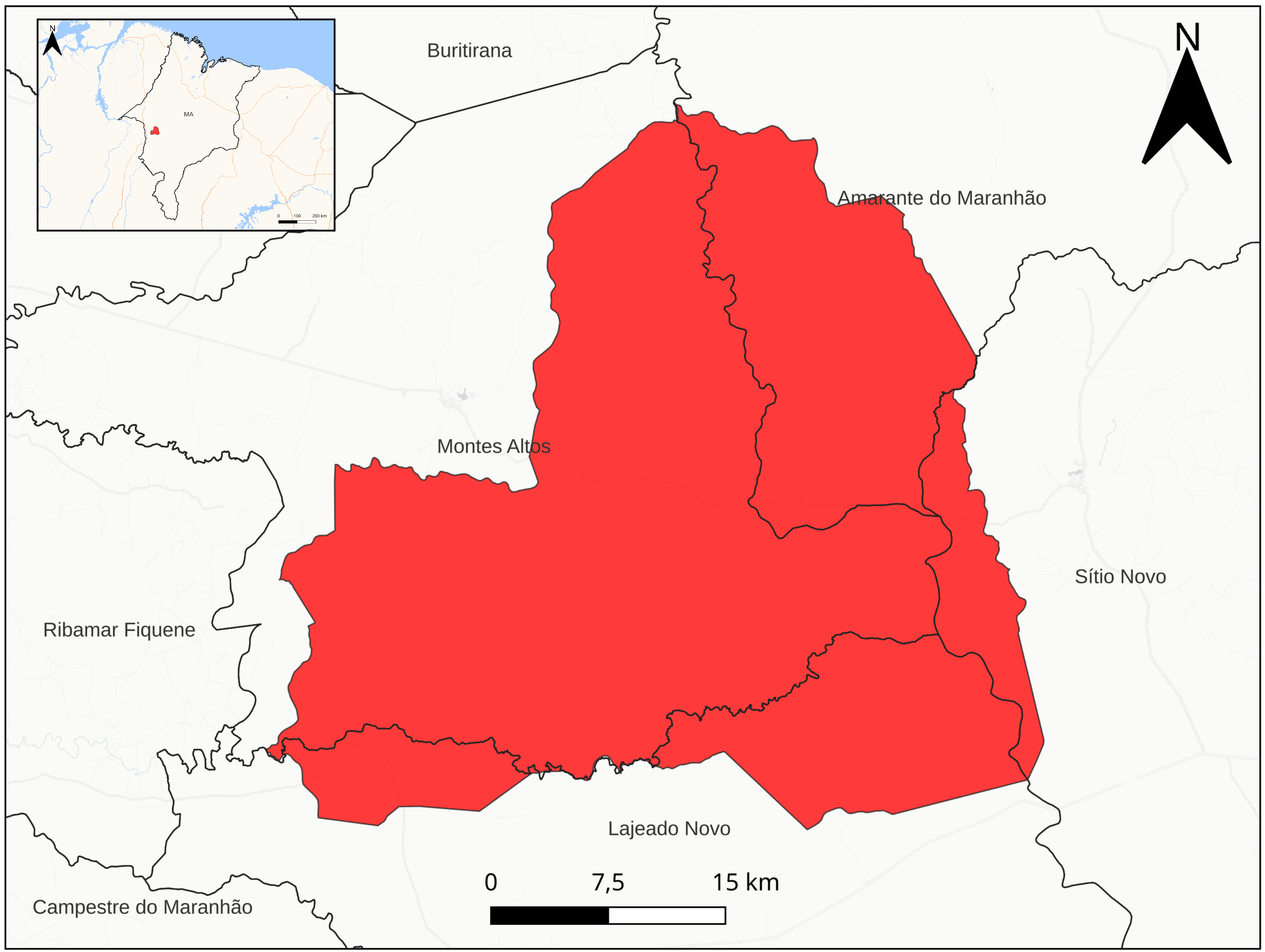 Imagem 1. Localização da TI Krĩkati (em vermelho)