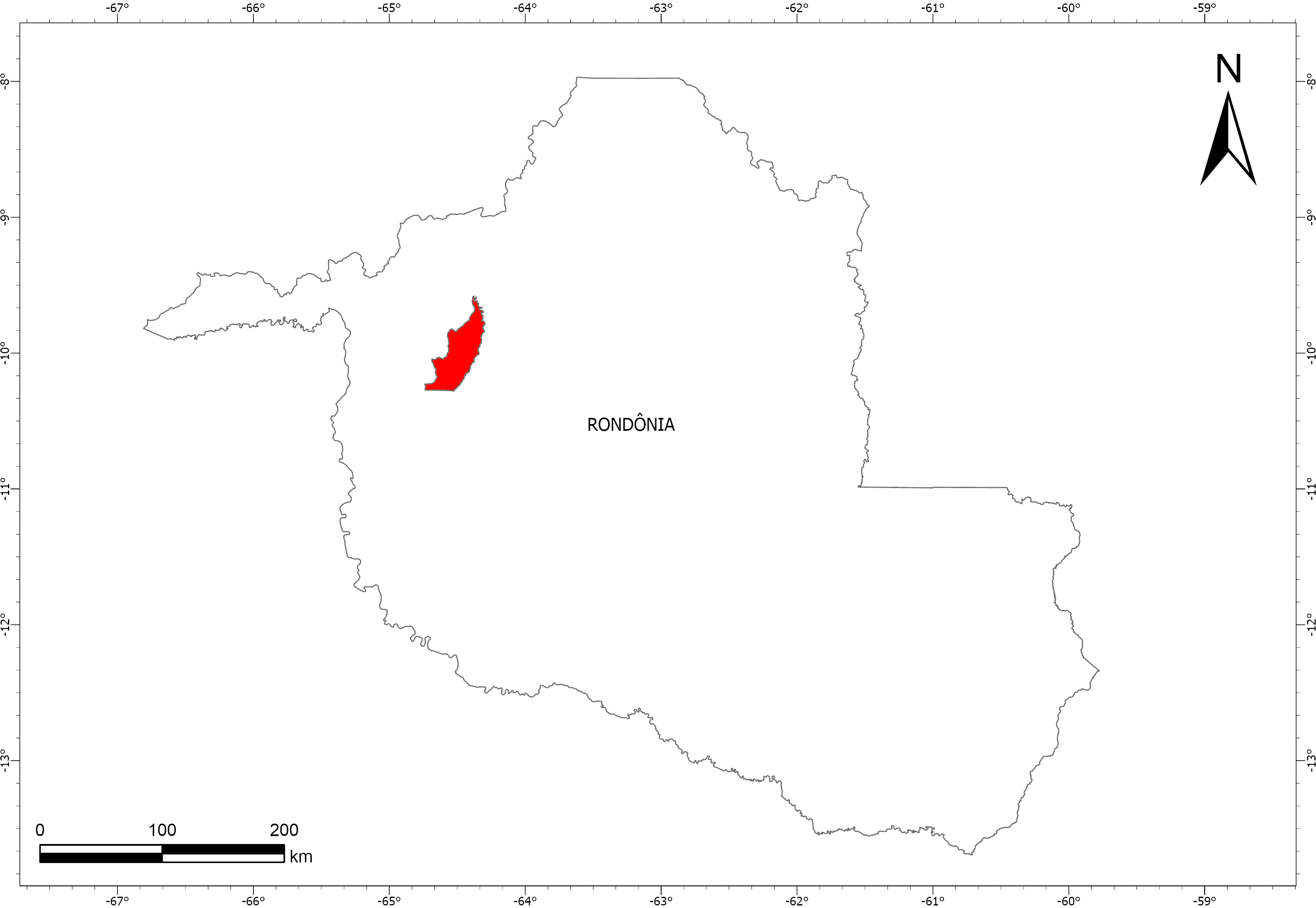 Imagem 1. Localização da TI Karipuna no estado de Rondônia.