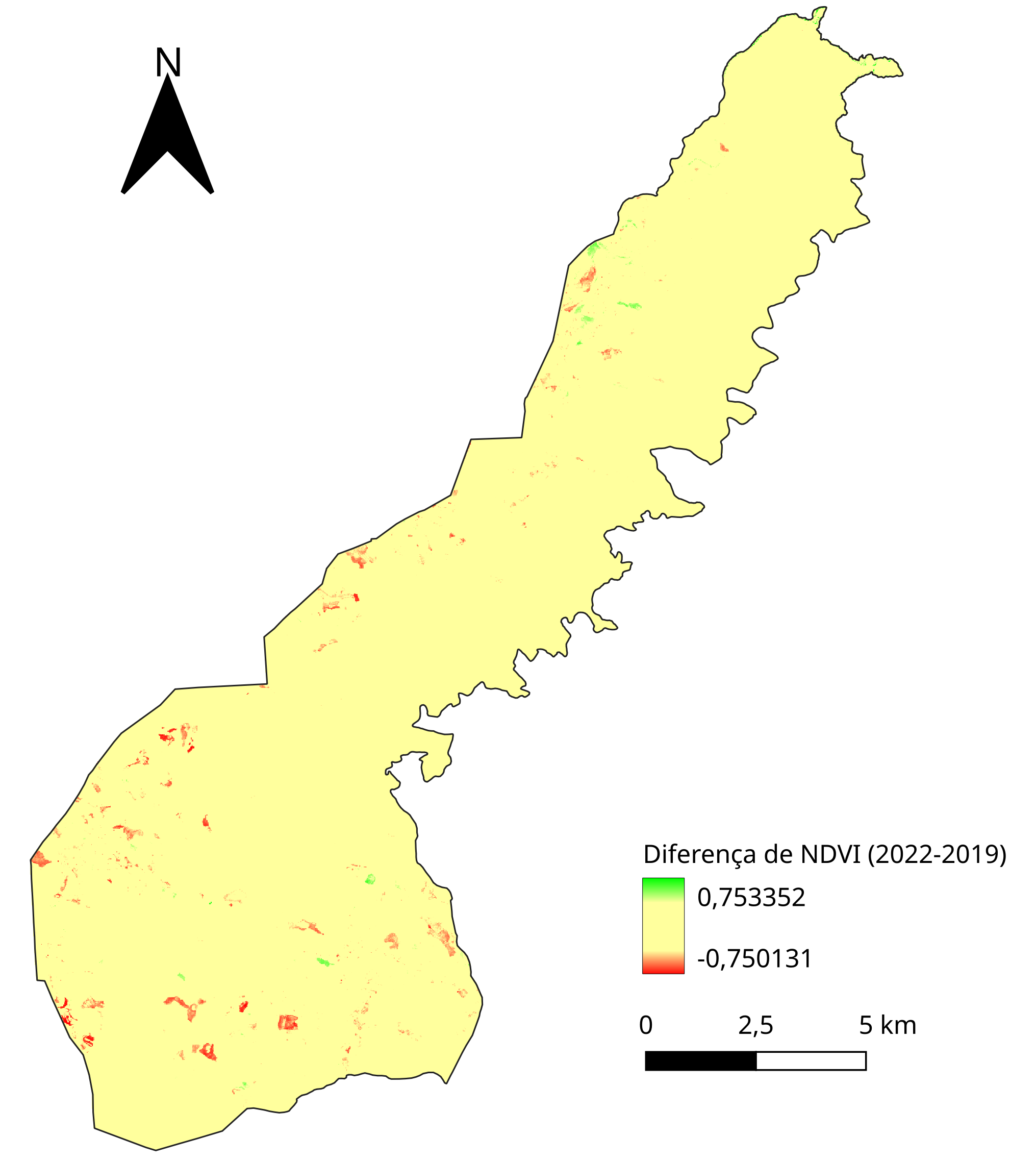 Imagem 4. Diferença de NDVI (01/07/2022 - 07/07/2019)